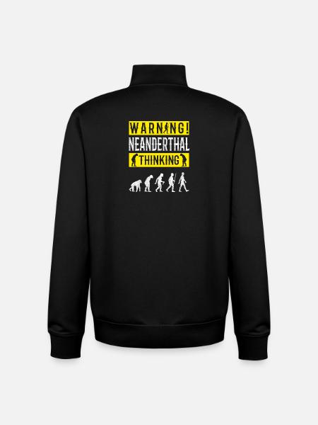 Warning! Neanderthal-thinking anthropologist - Unisex Organic Zip Sweatshirt by Stanley/Stella - black