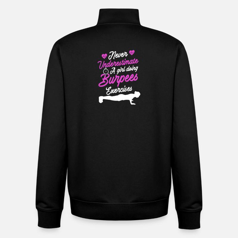 Design Burpees - Sweat zippé unisexe en coton bio Stanley/Stella - noir