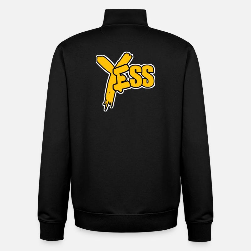 YES Jaune Pop Comic - Sweat zippé unisexe en coton bio Stanley/Stella - noir