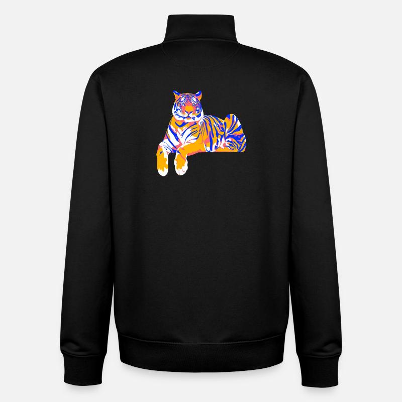 Tigre de peinture allongé - Sweat zippé unisexe en coton bio Stanley/Stella - noir