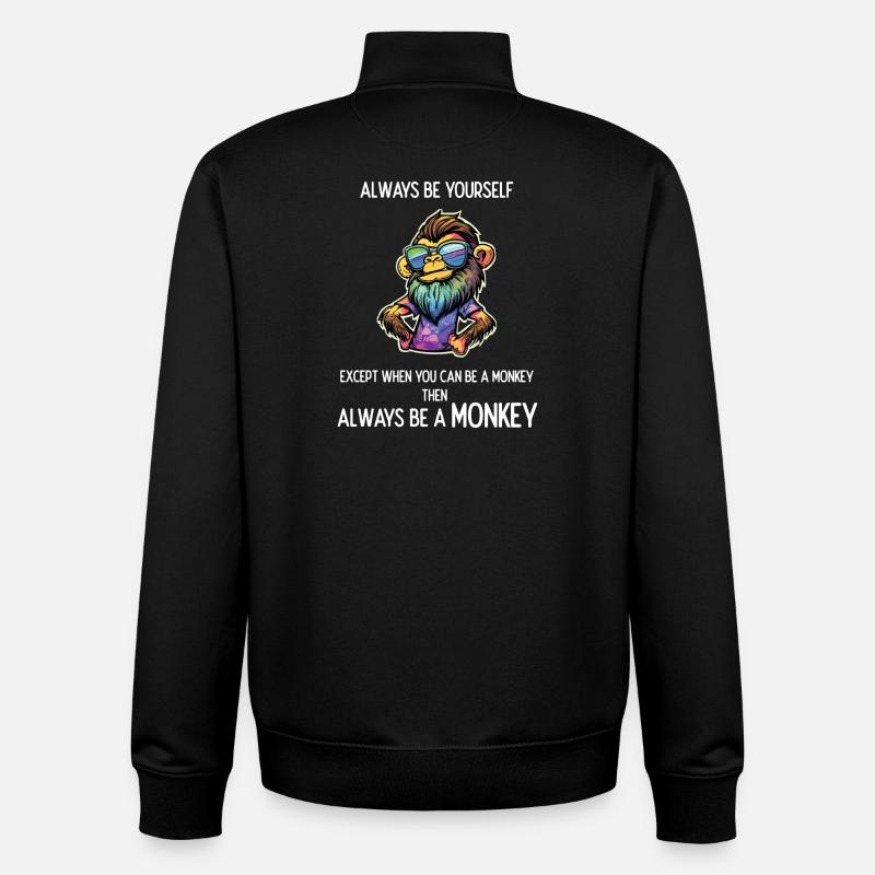 Always Be a Monkey - Unisex Organic Zip Sweatshirt by Stanley/Stella - black