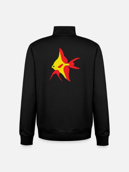 Poisson drapeau rouge et jaune - Sweat zippé unisexe en coton bio Stanley/Stella - noir