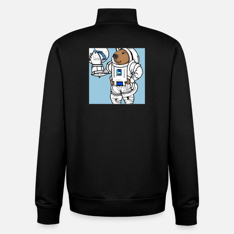 Astronaute de Capybara - Sweat zippé unisexe en coton bio Stanley/Stella - noir