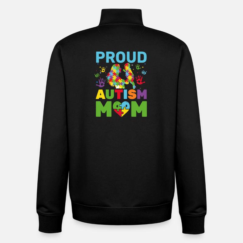Fière maman autiste Mère sensibilisée - Sweat zippé unisexe en coton bio Stanley/Stella - noir