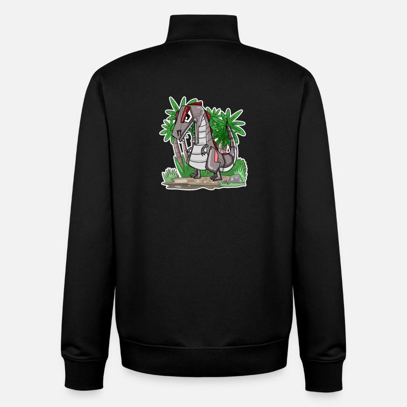 Robot Dino Dinosaur - Unisex Organic Zip Sweatshirt by Stanley/Stella - black