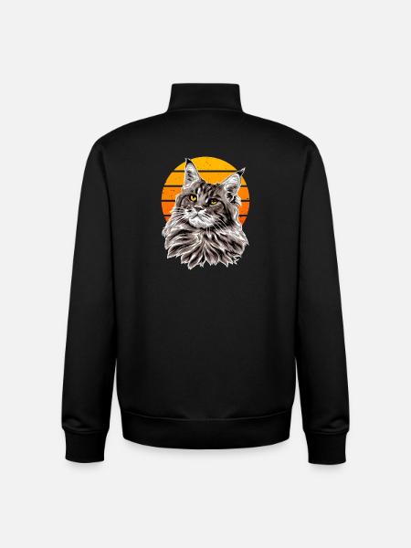 Cat Retro Sunset Holiday - Unisex Organic Zip Sweatshirt by Stanley/Stella - black