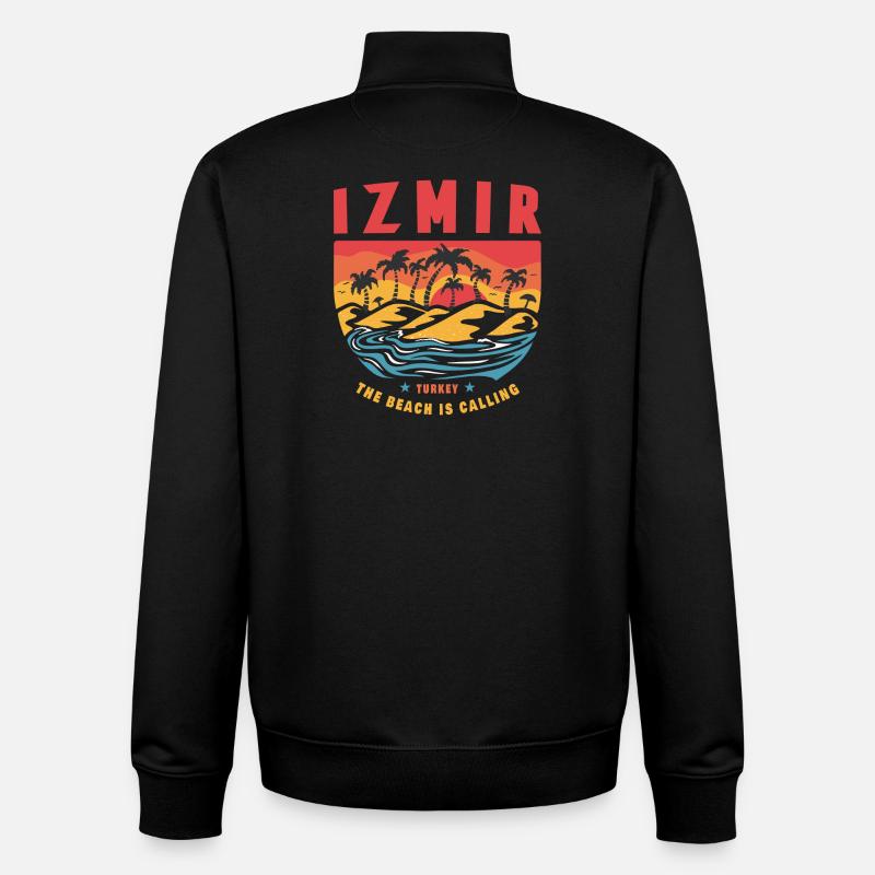Motif palmier Izmir, Turquie - Sweat zippé unisexe en coton bio Stanley/Stella - noir