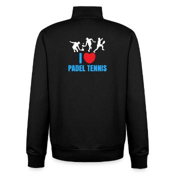 I Love Padel Padel Team Tennis Statement Heart - Unisex Organic Zip Sweatshirt by Stanley/Stella - black - Back - AI Model Male 185 light (185cm)