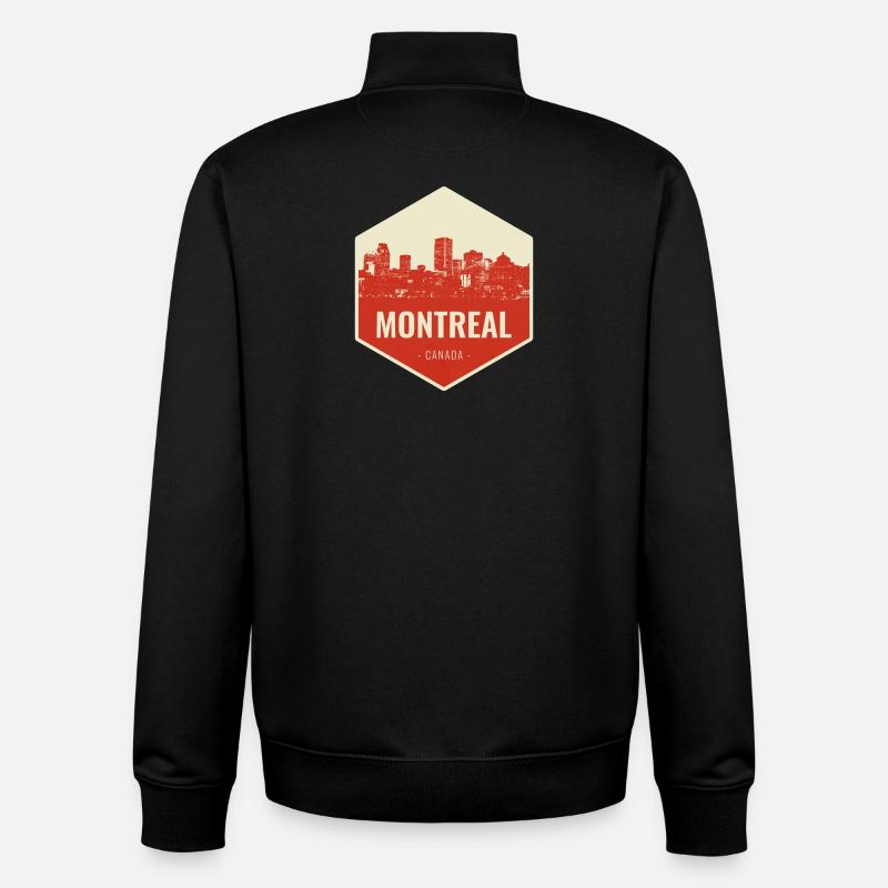 Montreal Skyline Retro Badge - Unisex Organic Zip Sweatshirt by Stanley/Stella - black