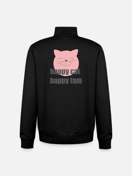 Chat heureux - Sweat zippé unisexe en coton bio Stanley/Stella - noir