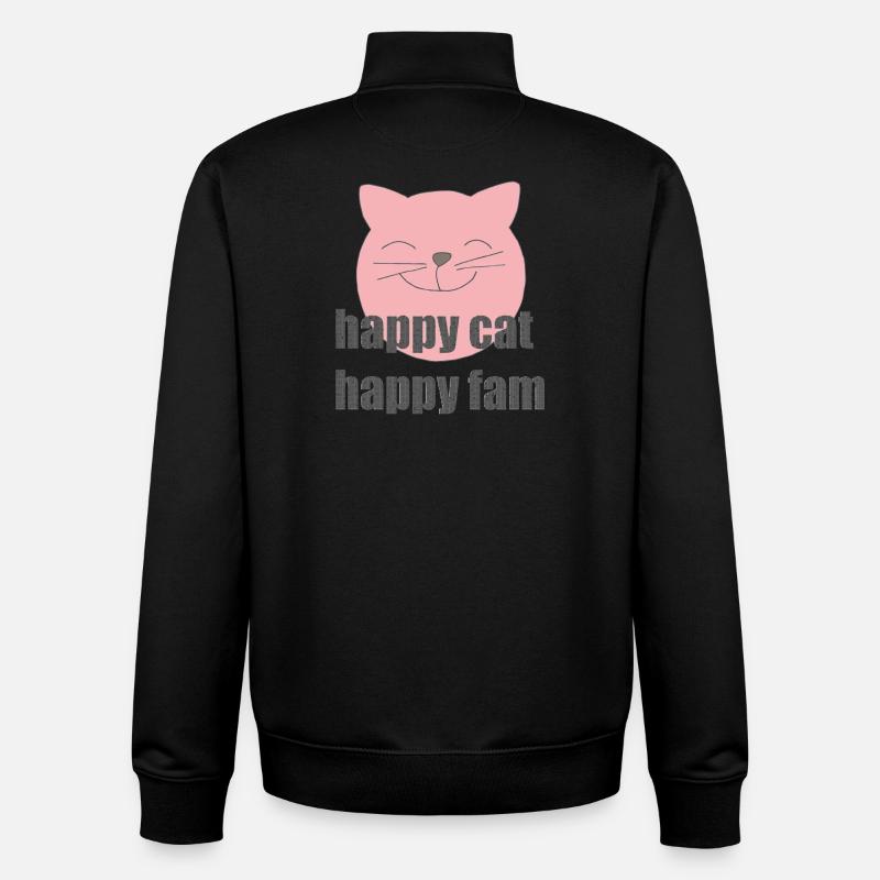 happy cat - Unisex Organic Zip Sweatshirt von Stanley/Stella - Schwarz