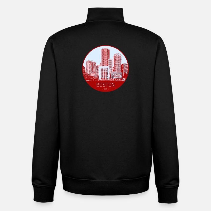 Boston Skyline Circle - Unisex Organic Zip Sweatshirt by Stanley/Stella - black