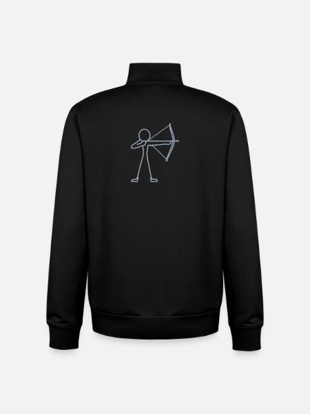 Stick figure bow archery archer - Unisex Organic Zip Sweatshirt by Stanley/Stella - black