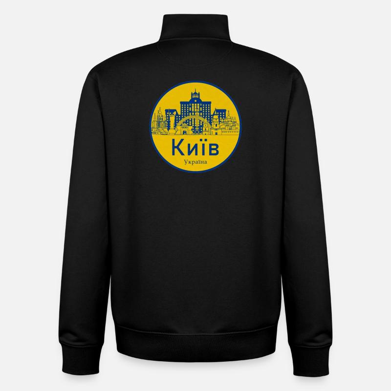 Kiev Skyline Badge Ukraine - Sweat zippé unisexe en coton bio Stanley/Stella - noir