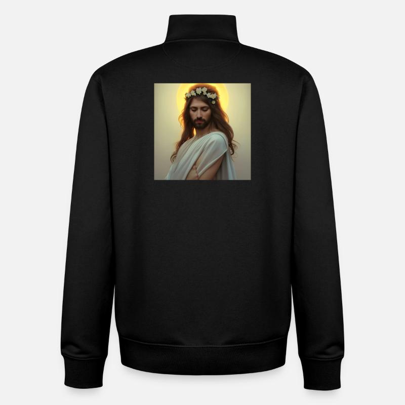 Himmlische Ruhe: Jesusfigur mit Kranz - Unisex Organic Zip Sweatshirt by Stanley/Stella - black