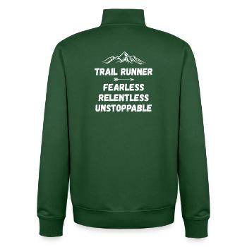 Coureur de trail - Intrépide. Implacable. Imparable. - Sweat zippé unisexe en coton bio Stanley/Stella - vert bouteille - Dos - AI Model Male 185 dark (185cm)