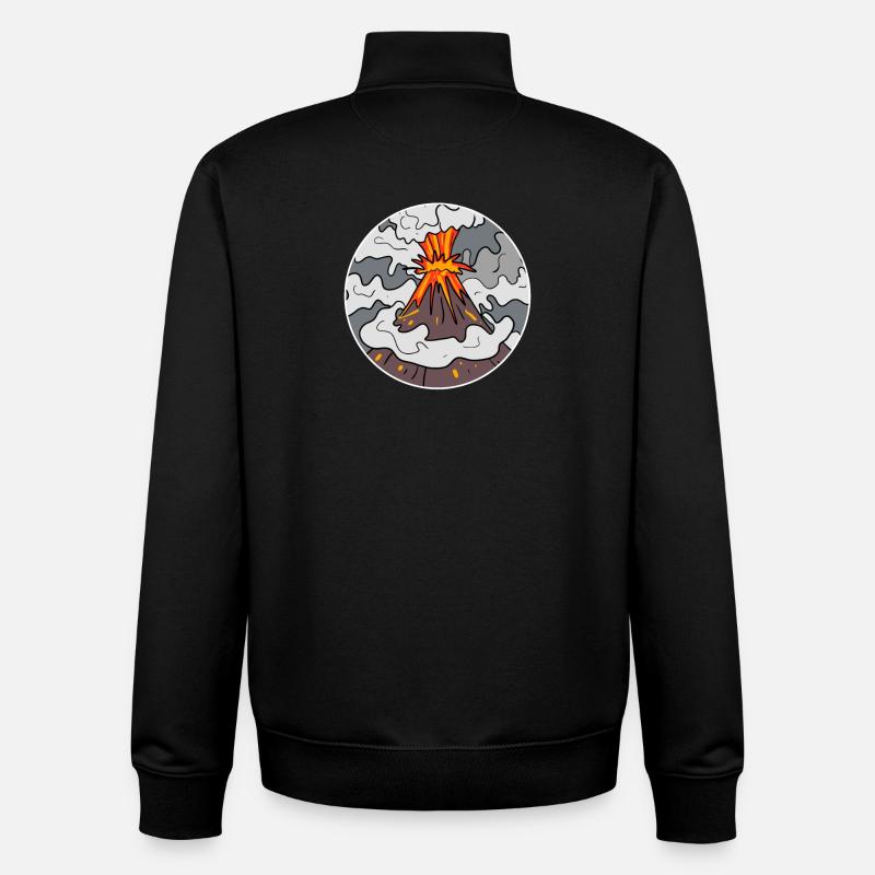 Volcano Mountain Circle Mountains Volcanoes - Unisex Organic Zip Sweatshirt by Stanley/Stella - black