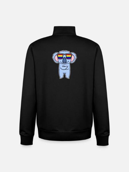 Rainbow - Koala with glasses - Unisex Organic Zip Sweatshirt by Stanley/Stella - black