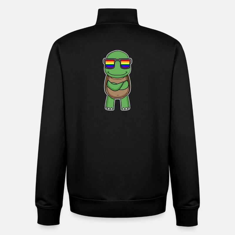 Arc-en-ciel - Tortue à lunettes - Sweat zippé unisexe en coton bio Stanley/Stella - noir