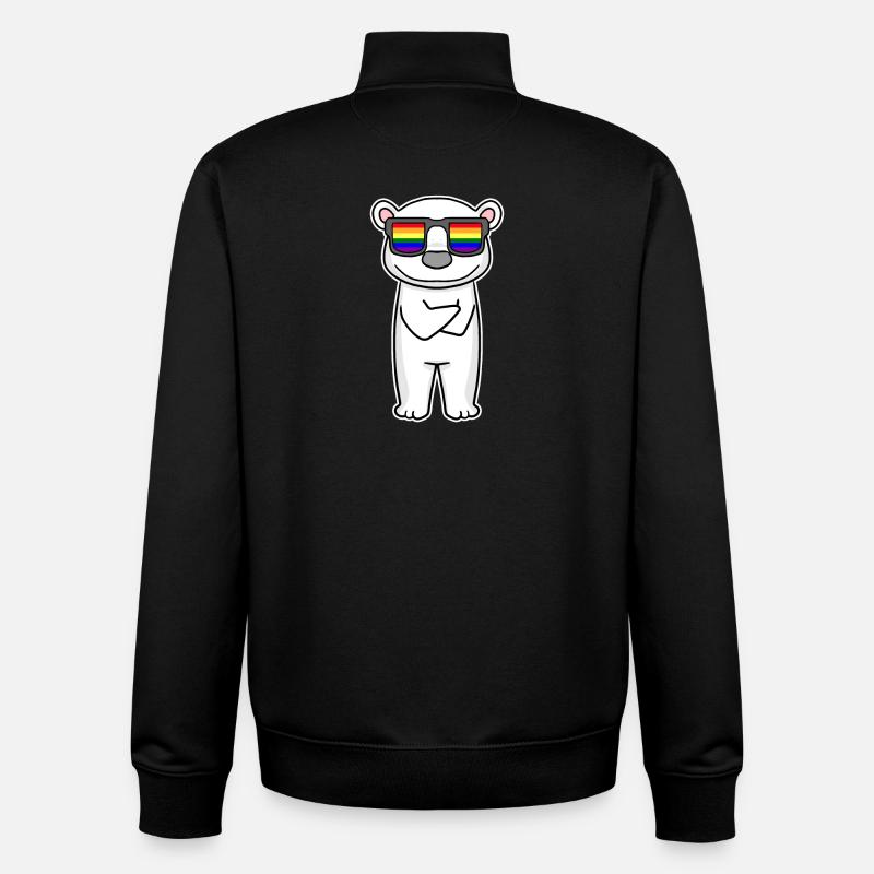 Arc-en-ciel - ours polaire avec lunettes - Sweat zippé unisexe en coton bio Stanley/Stella - noir