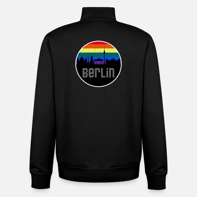 Berlin Skyline Regenbogen - Unisex Organic Zip Sweatshirt von Stanley/Stella - Schwarz