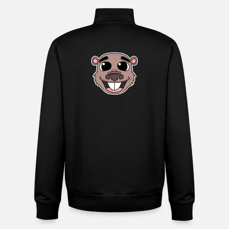Tête de castor - Sweat zippé unisexe en coton bio Stanley/Stella - noir