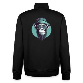 Cooler Hipster Affe mit Brille und Cap - Unisex Organic Zip Sweatshirt von Stanley/Stella - Schwarz - Hinten - AI Model Male 185 light (185cm)