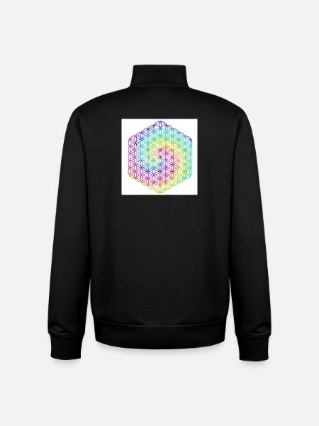 Livets blomst - 5. dimension - Mandala - kærlighed - Stanley/Stella unisex sweatshirt med lynlås i økologisk - sort