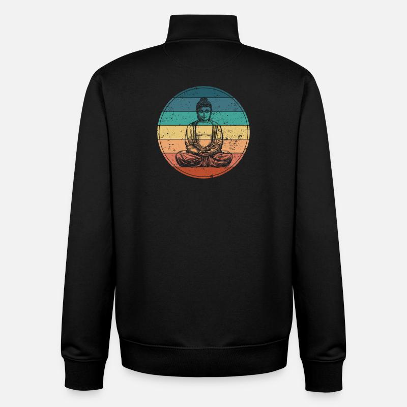 Buddha in der Regenbogen-Meditation - Unisex Organic Zip Sweatshirt von Stanley/Stella - Schwarz
