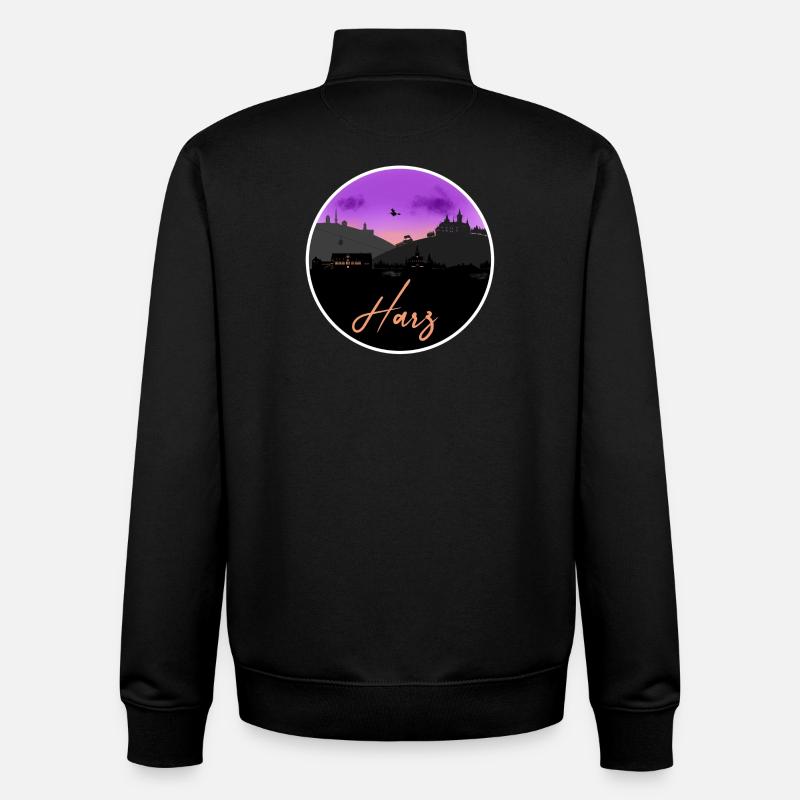 Harz Fine Skyline - Sweat zippé unisexe en coton bio Stanley/Stella - noir