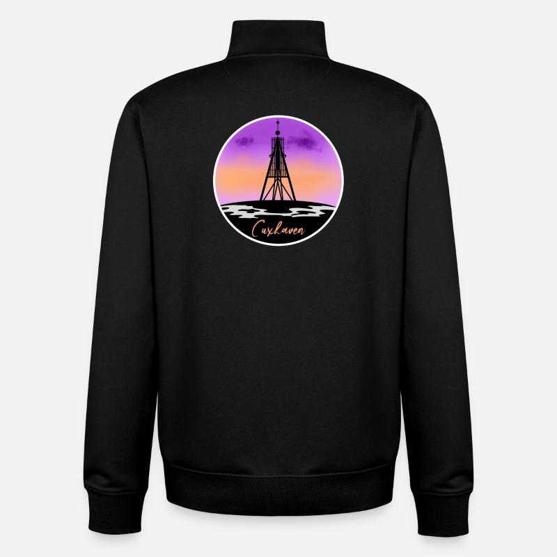 Cuxhaven Fine Skyline - Sweat zippé unisexe en coton bio Stanley/Stella - noir