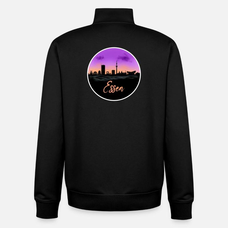 Essen Fine Skyline - Sweat zippé unisexe en coton bio Stanley/Stella - noir