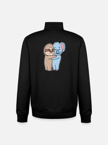 Sloth and koala hugging - hug - Unisex Organic Zip Sweatshirt by Stanley/Stella - black