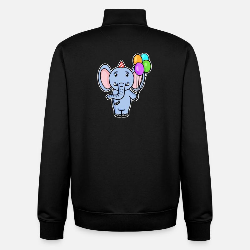 Ballon d’anniversaire d’éléphant - Sweat zippé unisexe en coton bio Stanley/Stella - noir