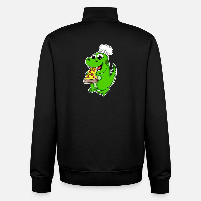 Pizza Dino gourmande - Sweat zippé unisexe en coton bio Stanley/Stella - noir