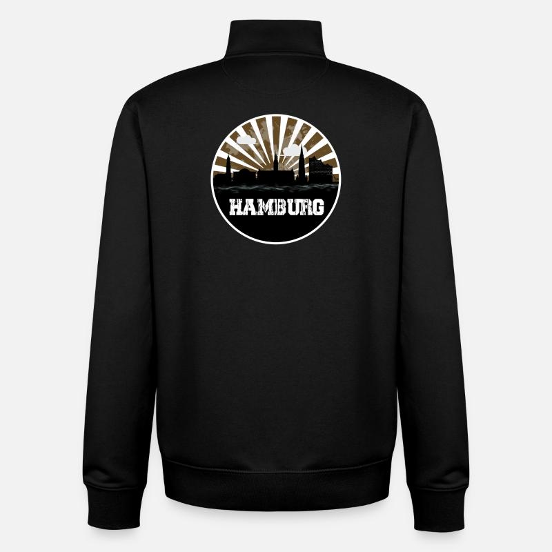 Match à domicile Hamburg Skyline - Sweat zippé unisexe en coton bio Stanley/Stella - noir