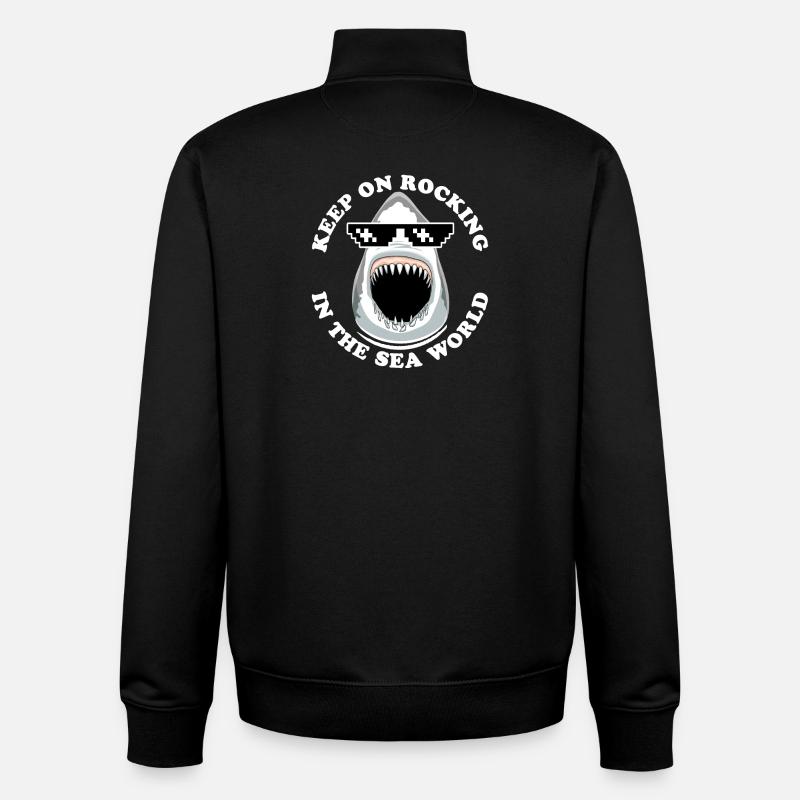 Requin Avec Lunettes De Soleil - Sweat zippé unisexe en coton bio Stanley/Stella - noir