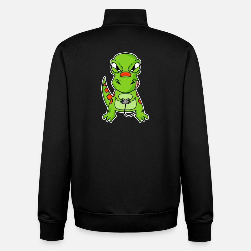 Dino Gamer Gaming Zocken Zocker - Sweat zippé unisexe en coton bio Stanley/Stella - noir