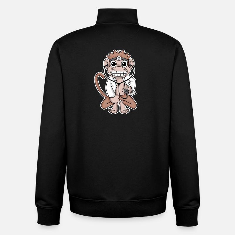 Affe Arzt Doktor Motiv - Unisex Organic Zip Sweatshirt von Stanley/Stella - Schwarz