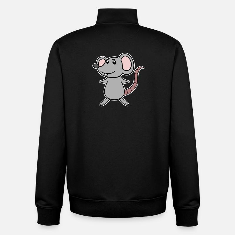 Dessin animé de souris - Sweat zippé unisexe en coton bio Stanley/Stella - noir