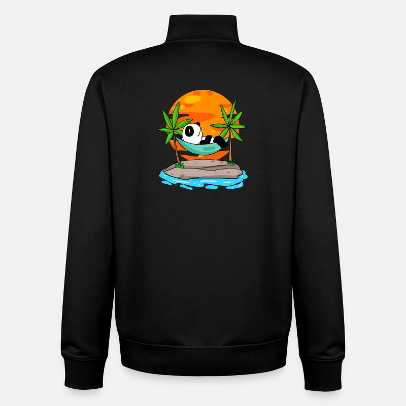 Panda on the beach - Unisex Organic Zip Sweatshirt by Stanley/Stella - black