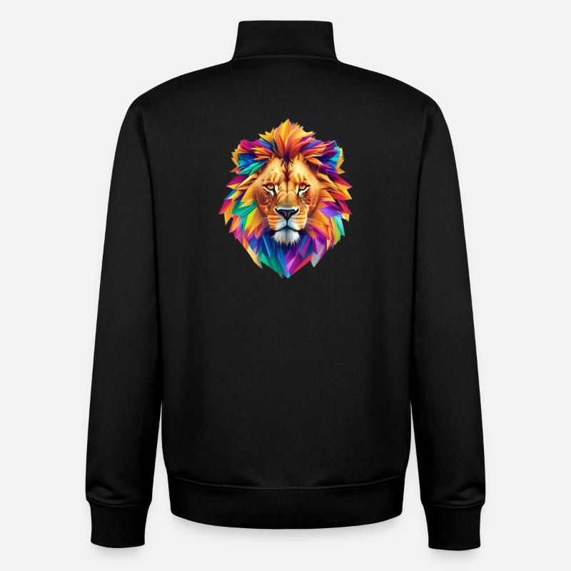 Tête de lion - Sweat zippé unisexe en coton bio Stanley/Stella - noir