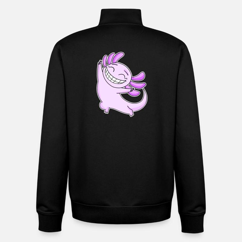 Joyeux Axolotl - Sweat zippé unisexe en coton bio Stanley/Stella - noir