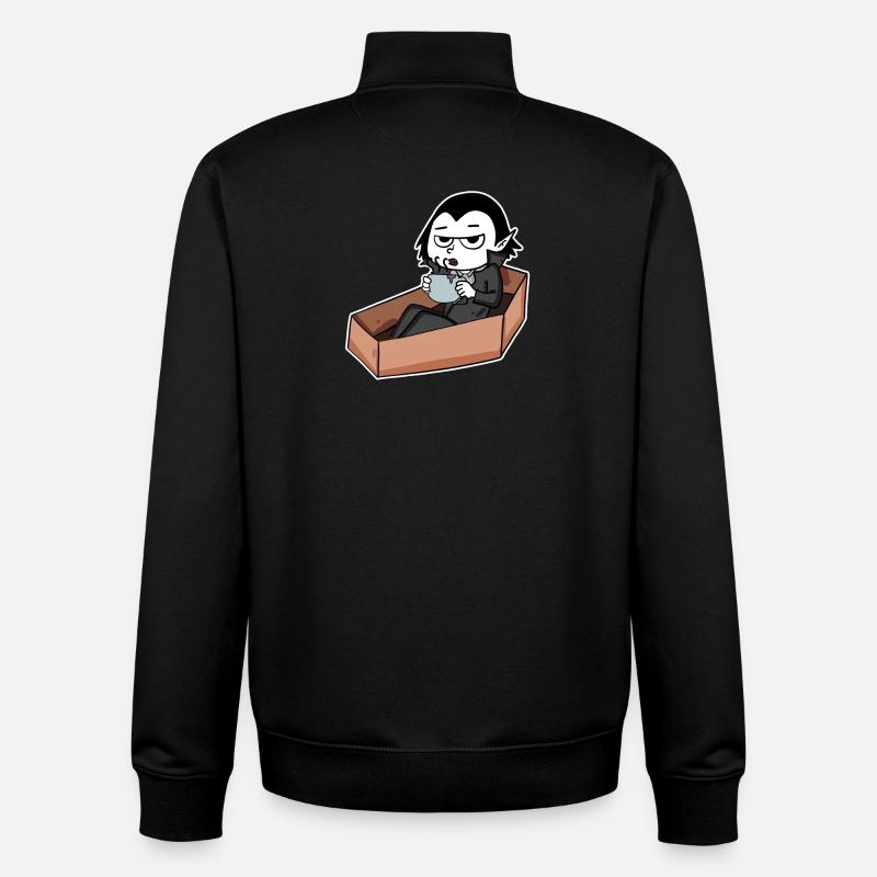 Vampire boit du café - Sweat zippé unisexe en coton bio Stanley/Stella - noir