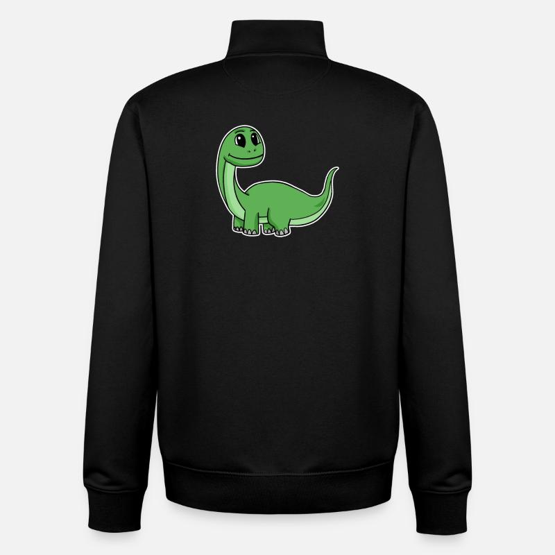 Petit dinosaure vert mignon - Sweat zippé unisexe en coton bio Stanley/Stella - noir