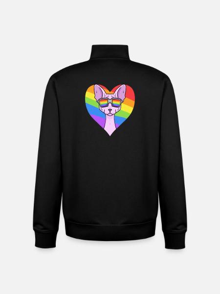 Regenbogen - Katze Sphynx-Katze mit Brille - Unisex Organic Zip Sweatshirt von Stanley/Stella - Schwarz