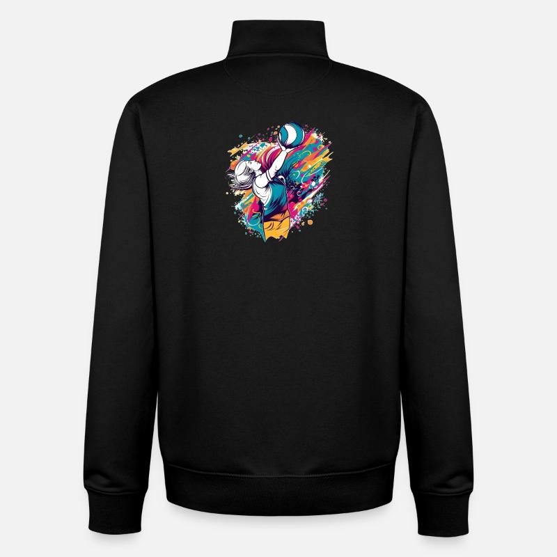 Volley-ball - Sweat zippé unisexe en coton bio Stanley/Stella - noir