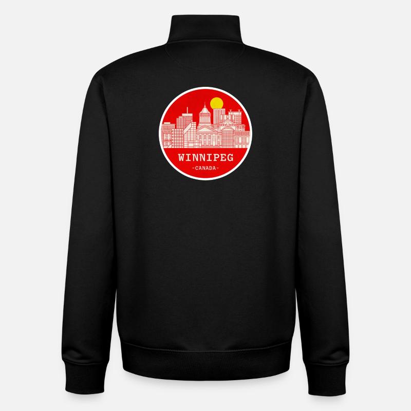 Winnipeg City Skyline Circle - Unisex Organic Zip Sweatshirt by Stanley/Stella - black