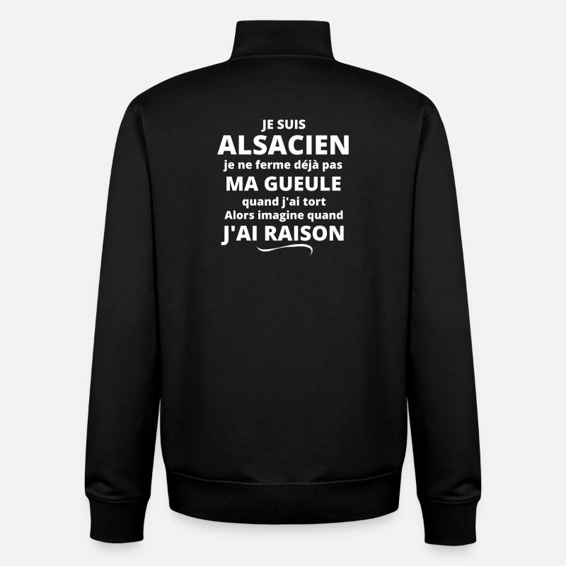 Alsace, Alsacien, Strasbourg - Sweat zippé unisexe en coton bio Stanley/Stella - noir