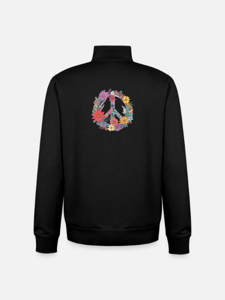 Flowers Peace - Unisex Organic Zip Sweatshirt by Stanley/Stella - black